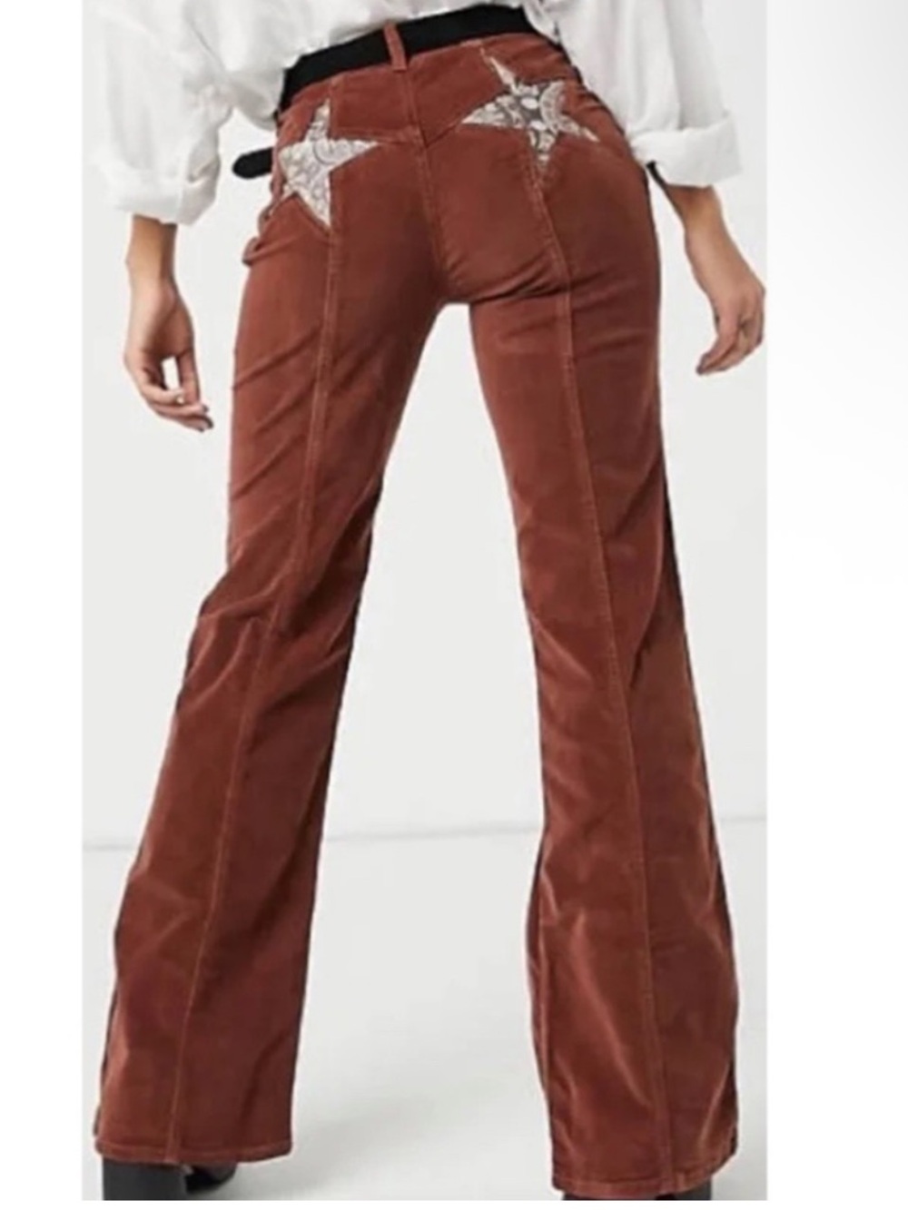 Free People Firecracker Star Pocket Flared Corduroy Pants Sz 30